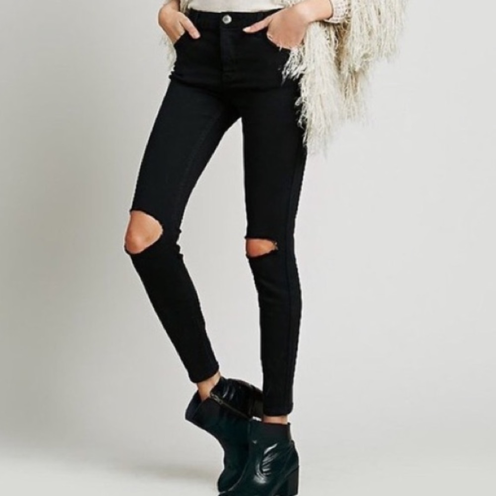 Free people black ripped jeans